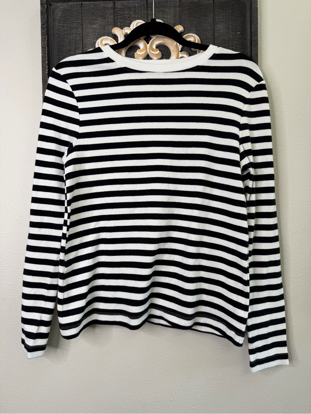 Mango Black & White Striped Long-Sleeve Tee
